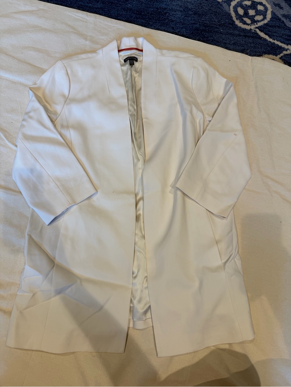 Eileen Fisher White Open-Front Long Blazer